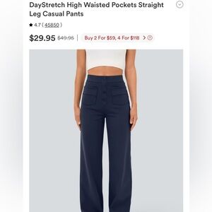 Halara DayStretch High Waisted Pockets Straight Leg Casual Pants XL TALL